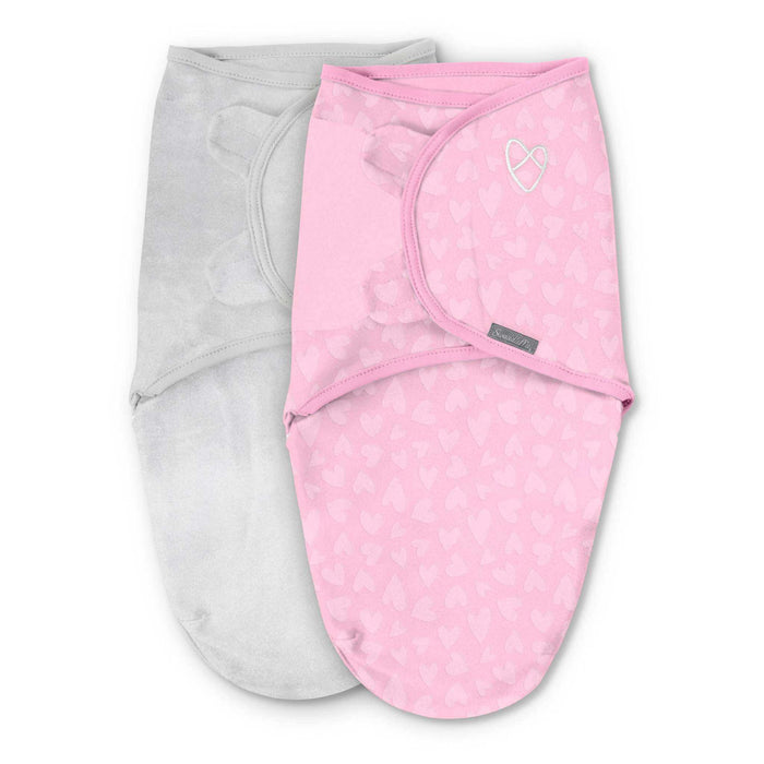 SwaddleMe by Ingenuity Velboa Original Swaddle, Size SM, 0-3 months, 2pk (Pink Hearts)