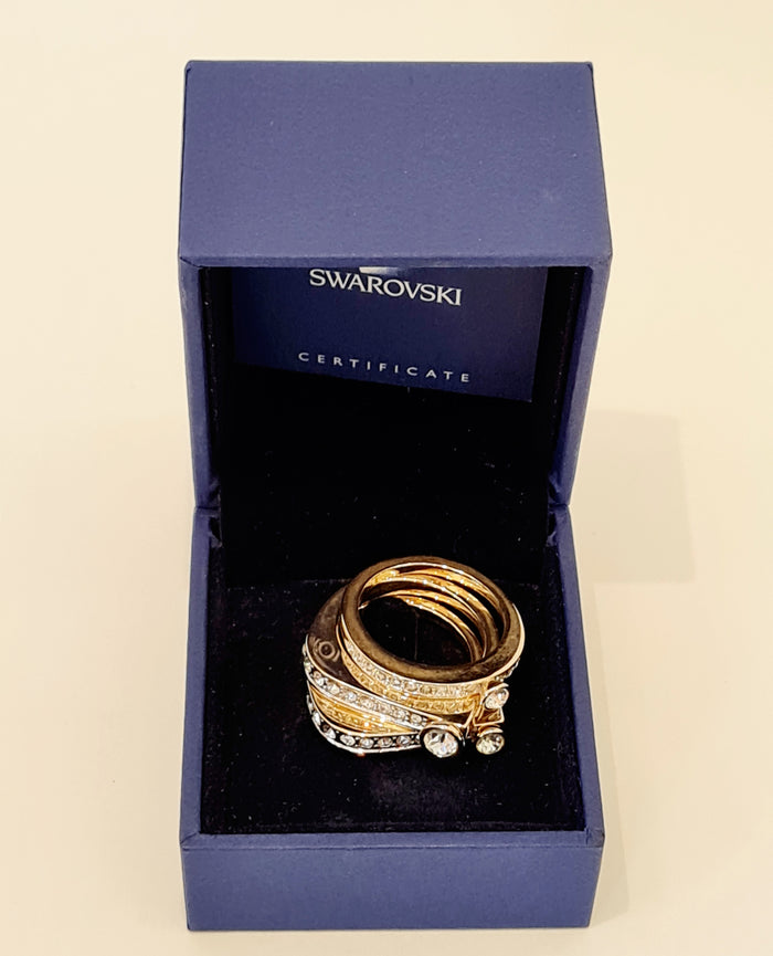 Swarovski 3 Stack ring Gold Tone