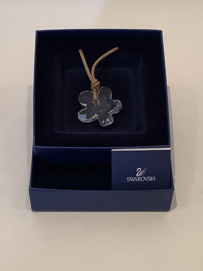 Swarovski crystal flower on tan cord