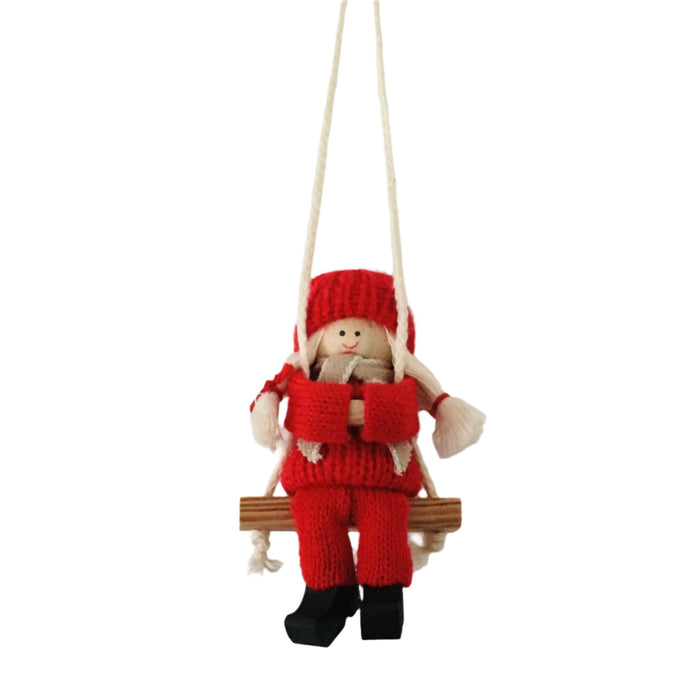 Swedish tomte on swing  ornament