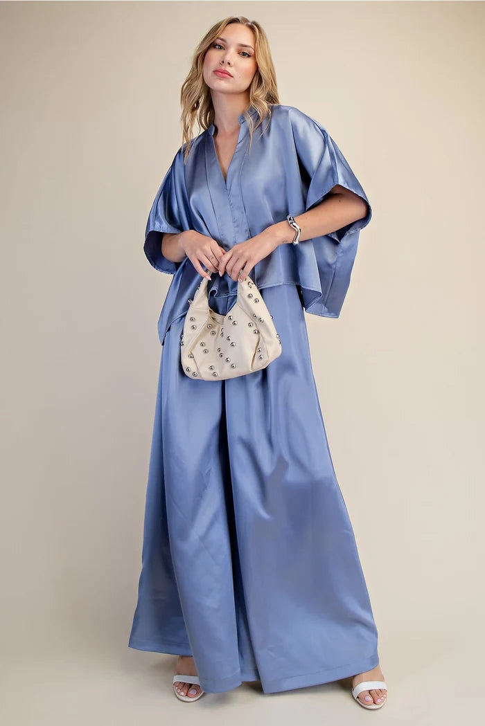Sylvie Satin Pant- Dusty Blue<br>***LAST ONE***