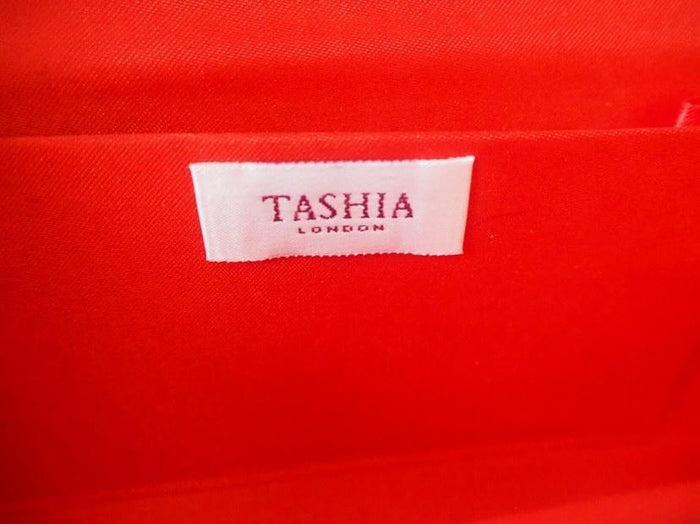 Tashia London Red silk clutch bag