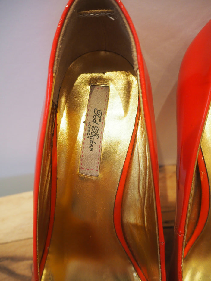 Ted Baker Orange Peep Toe