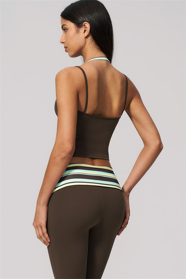 The Enliven Halter Tank Top Capri Leggings 2-Piece Set