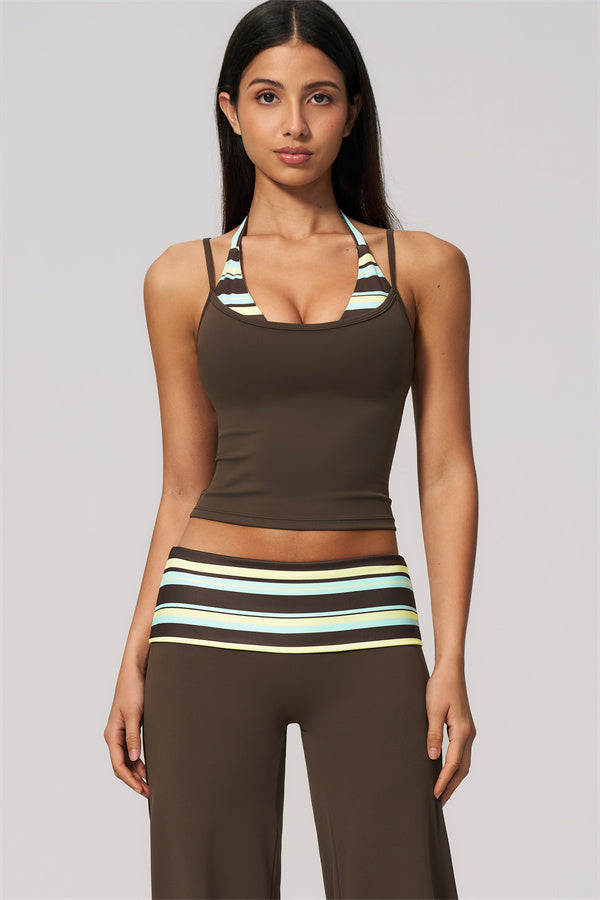 The Enliven Halter Tank Top Straight Leg Pants 2-Piece Set