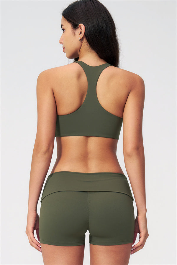 The Evoke Racerback Sports Bra Shorts 2-Piece Set