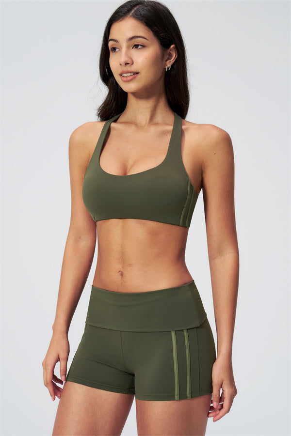 The Evoke Racerback Sports Bra Shorts 2-Piece Set