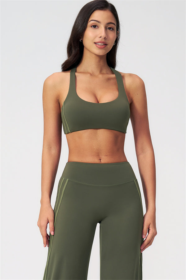 The Evoke Racerback Sports Bra Straight Leg Pants 2-Piece Set