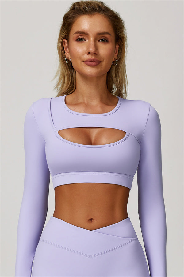 The Lavish Long Sleeve Cut-out Crop Top Leggings 2-Piece Set