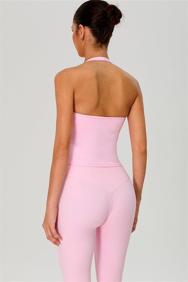 The Solid Halter Tank Top Leggings 2-Piece Set
