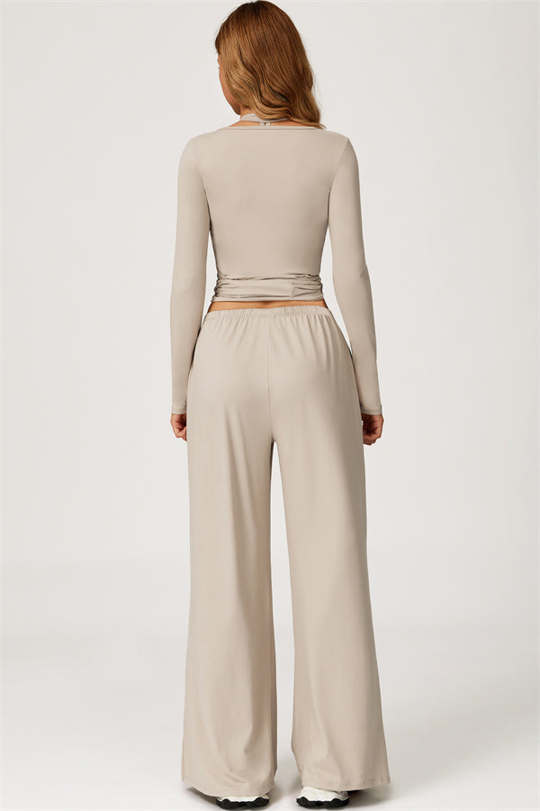 The Sprint Long Sleeve Crop Top Halter Tank Top Sweatpants 3-Piece Set