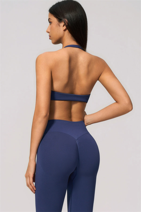 The Velvetine Halter Sports Bra Flared Leggings 2-Piece Set