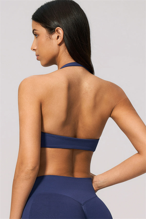 The Velvetine Halter Sports Bra Flared Leggings 2-Piece Set