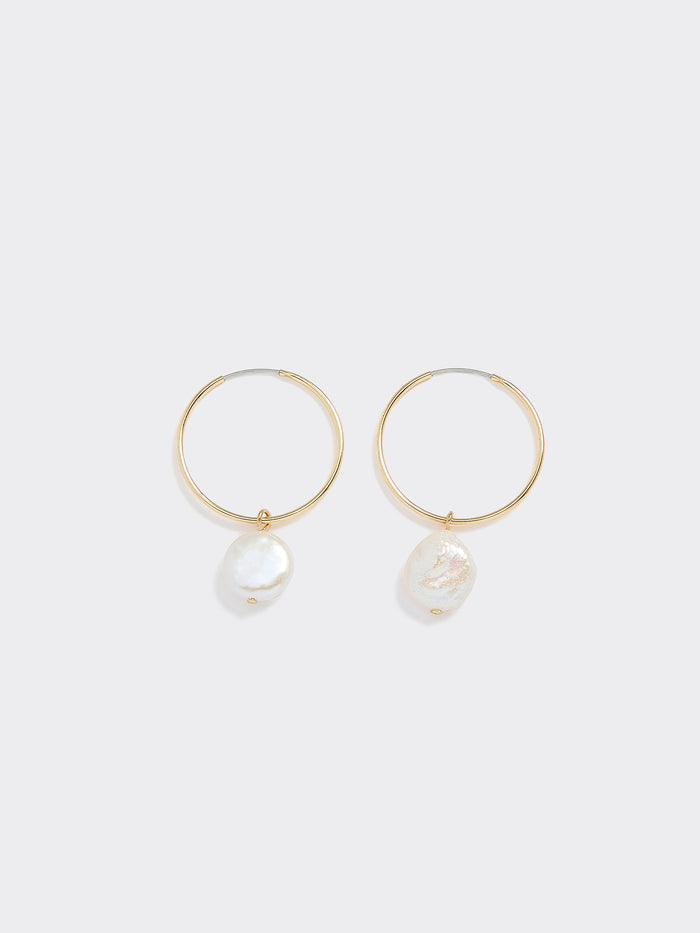 Thin Endless Hoops with Pearls