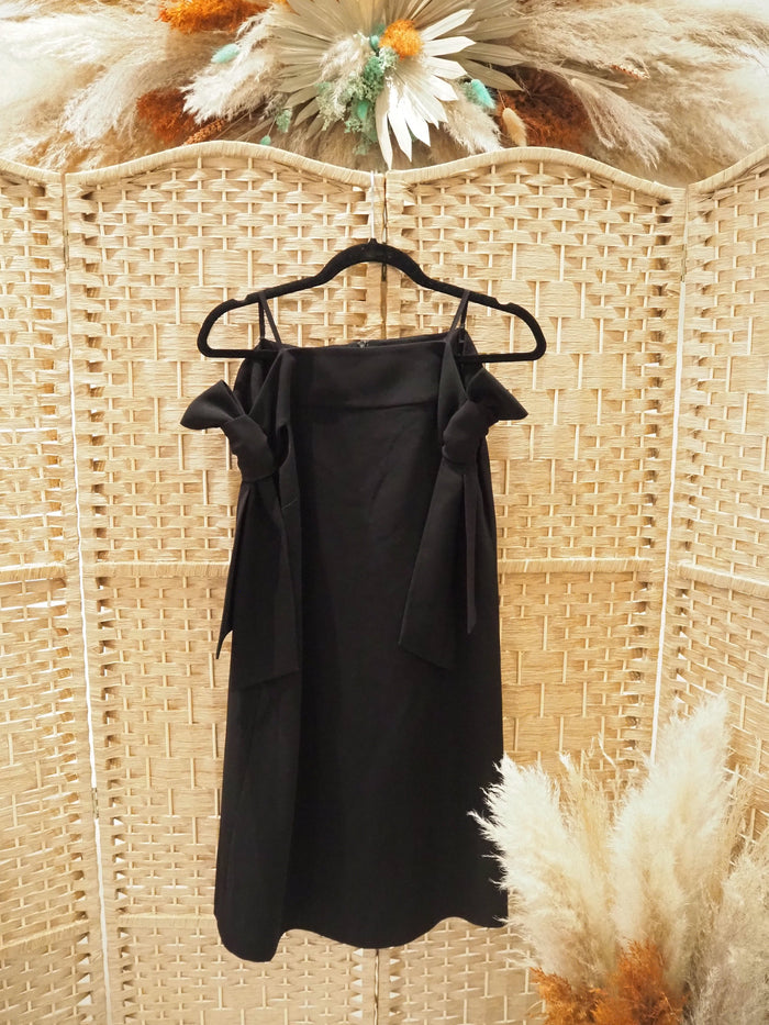 Tibi Black Bow Shoulder Dress Size 8