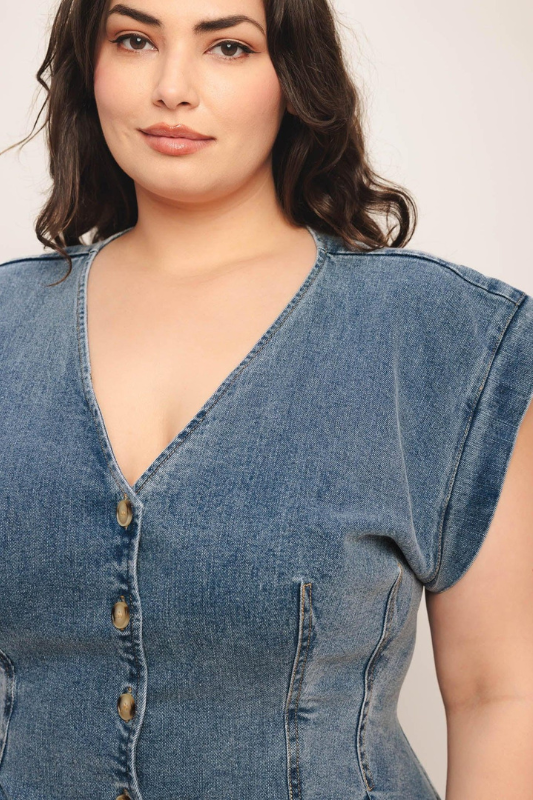 Tisha Denim Top Plus