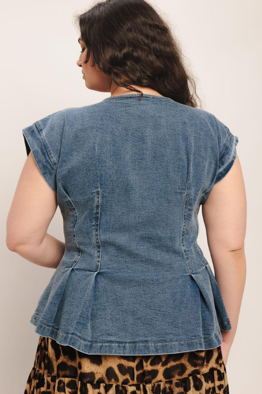 Tisha Denim Top Plus