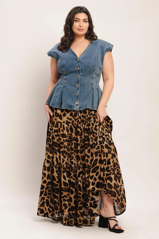 Tisha Denim Top Plus