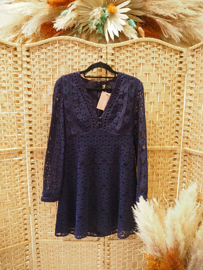 Topshop Navy Lace Dress Size 10