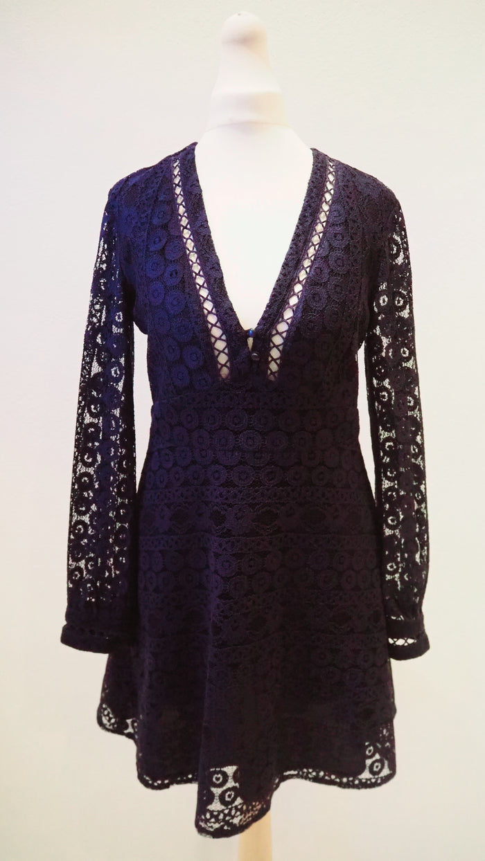 Topshop Navy Lace Dress Size 10