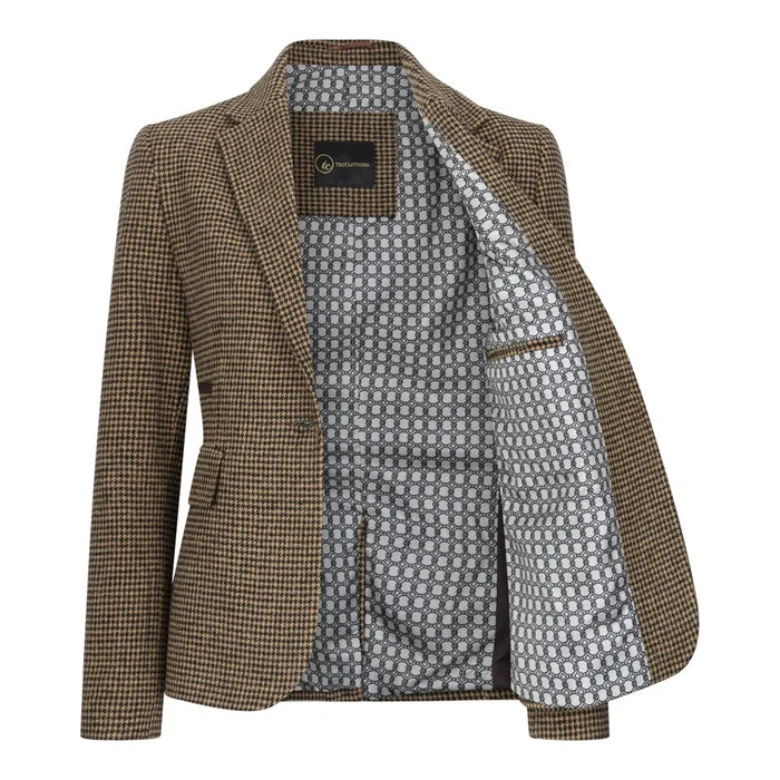 TPW-20 - Women's Wool Blend Brown Dogtooth Tweed Blazer