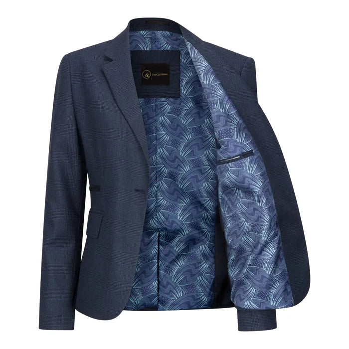 TPW52 - Women's Navy 3 Piece Prince Of Wales Check Suit