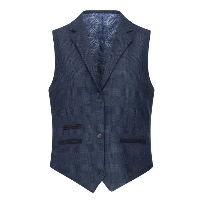 TPW52 - Women's Navy 3 Piece Prince Of Wales Check Suit