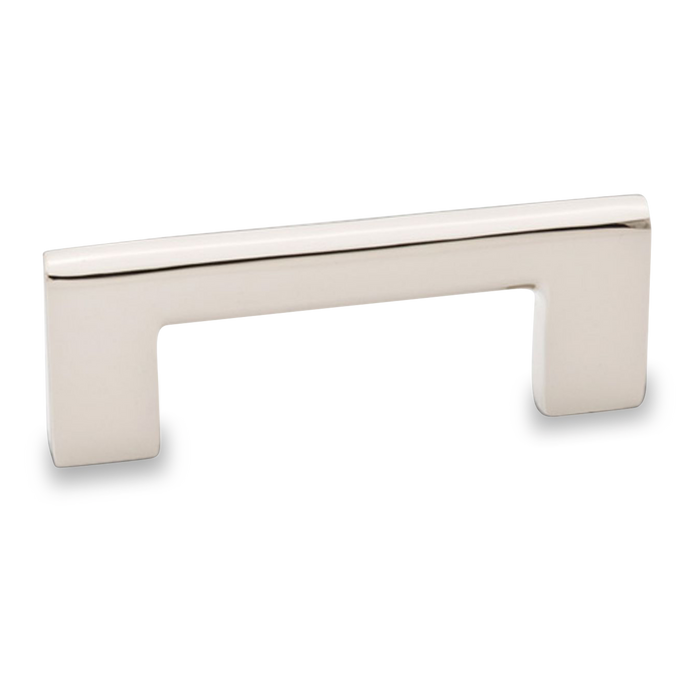 A sleek and modern pull with square corners.