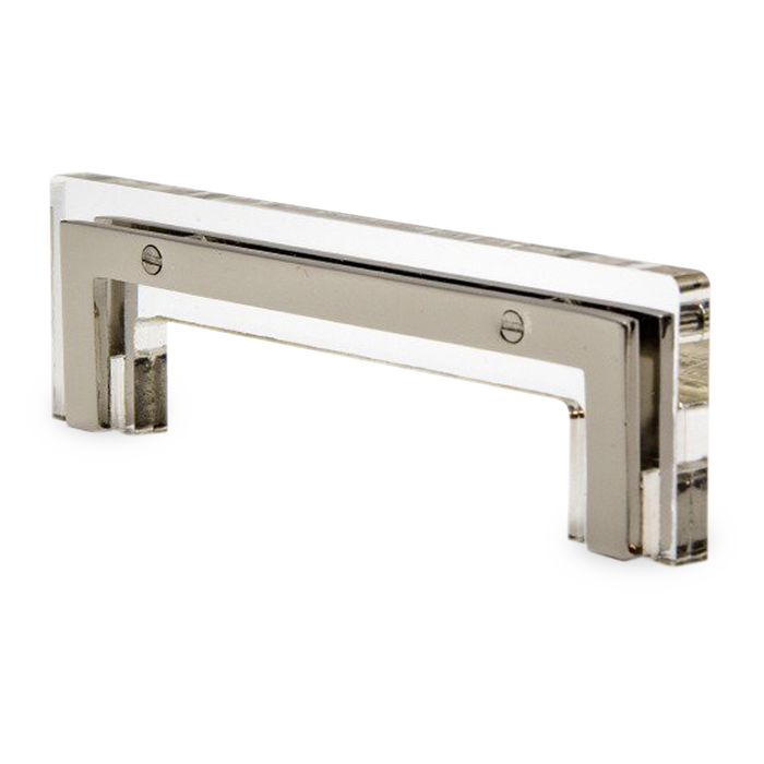 The Transparency Pull is a brass and acrylic handle that adds a bit of sparkle to case goods and cabinetry.