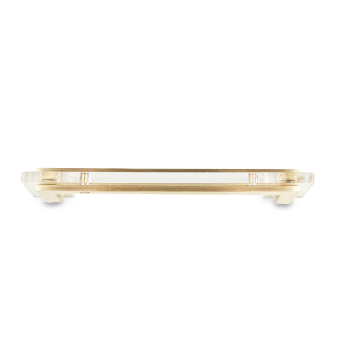 The Transparency Pull is a brass and acrylic handle that adds a bit of sparkle to case goods and cabinetry.