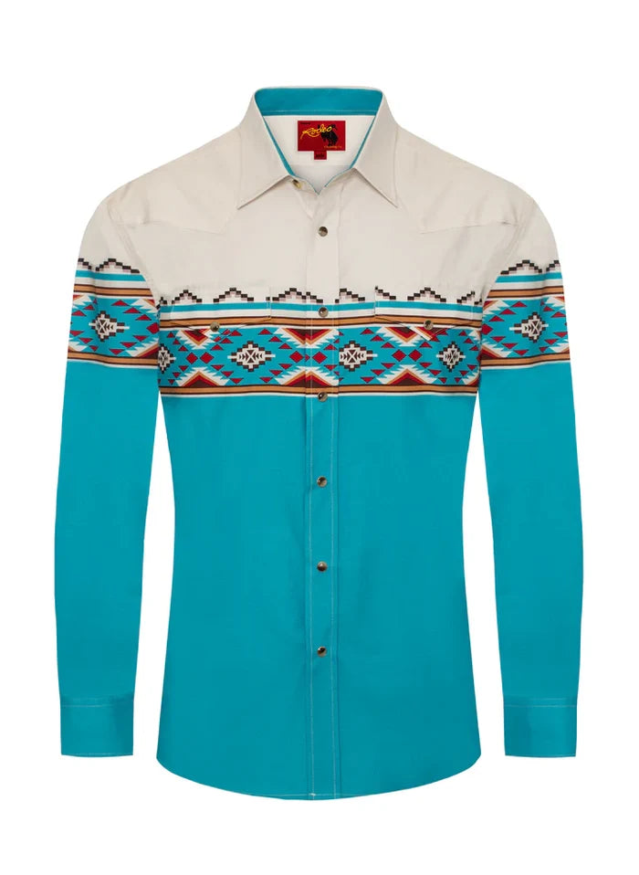 Turquoise Aztec Pearl Snap Shirt