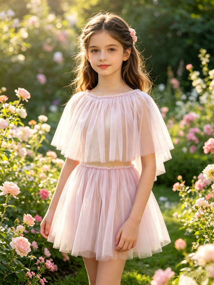 Two-piece Tulle Cape Mini Over-skirt Photography Dresses Halloween