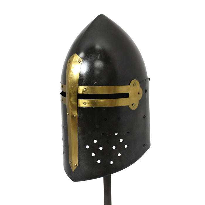 Urban Designs Antique Replica Medieval Sugarloaf Armor Helmet - Black and Gold