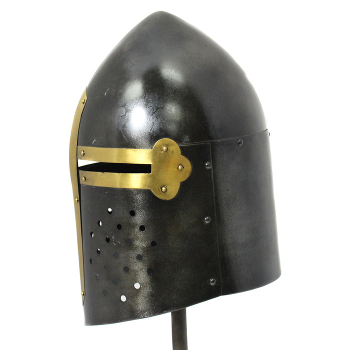 Urban Designs Antique Replica Medieval Sugarloaf Armor Helmet - Black and Gold
