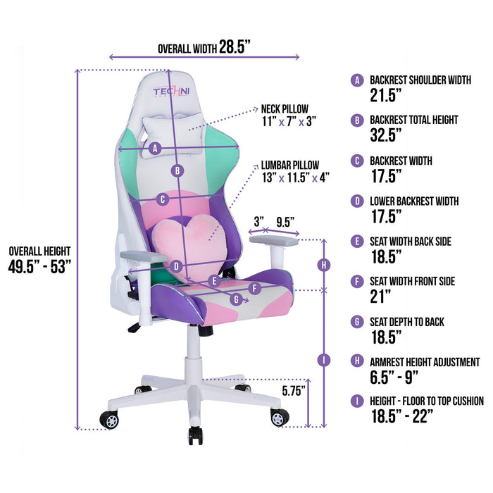 Urban Designs Kawaii Style High-Back Ergonomic Gaming Chair
