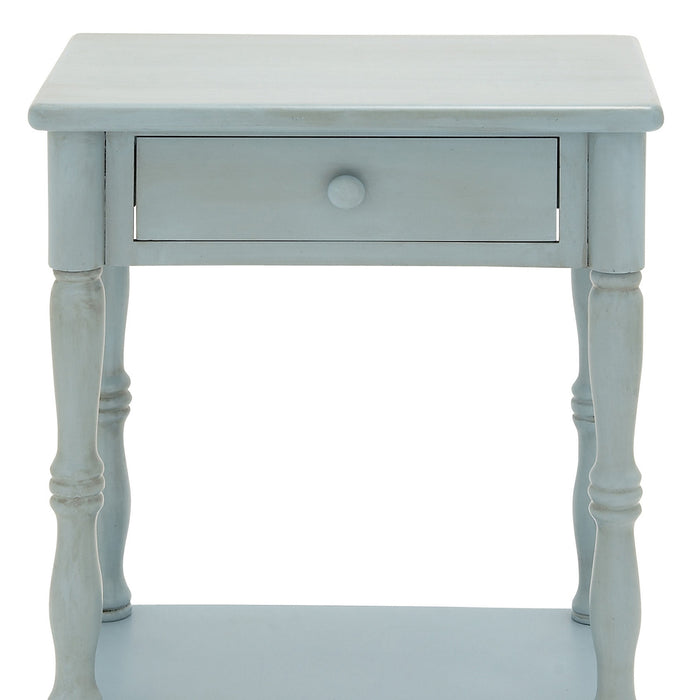 Urban Designs Laurie 31" Weathered Wooden Nightstand with Drawer - Baby Blue