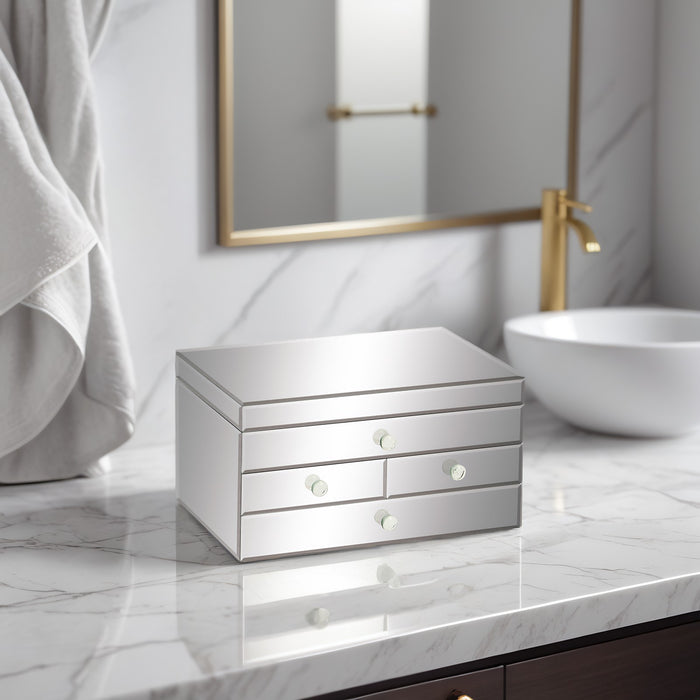 Urban Designs Legacy Mirrored Glass 3-Drawer Jewelry Box