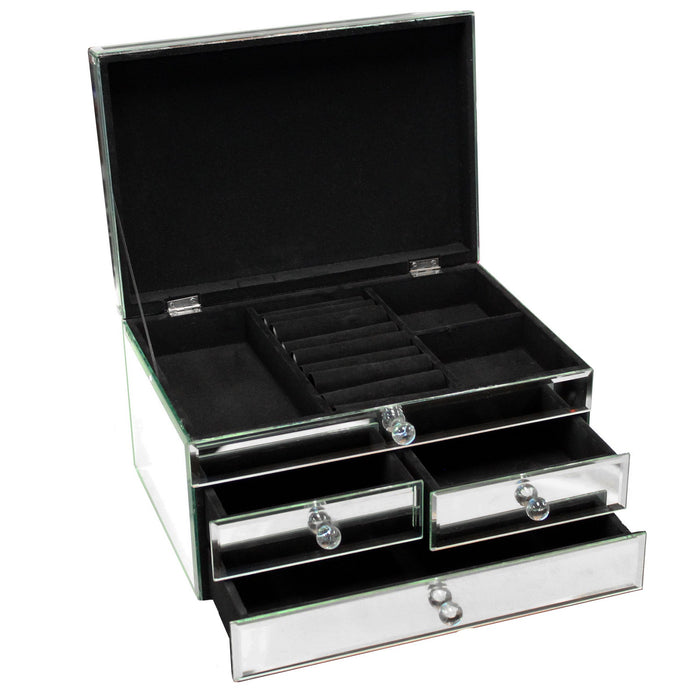 Urban Designs Legacy Mirrored Glass 3-Drawer Jewelry Box