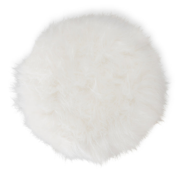 Urban Designs Lorenza Faux Fur Upholstered Metal Ottoman - White & Gold