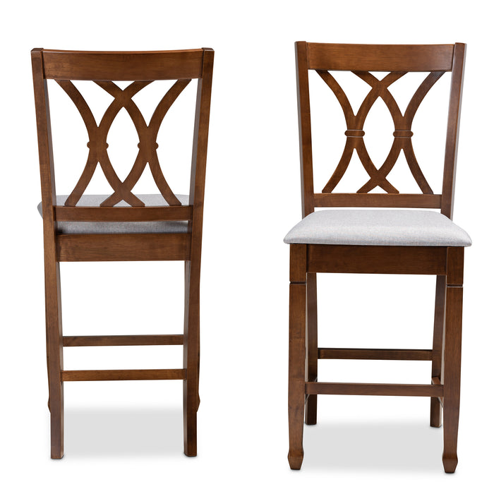 Urban Designs Rowan 2-Piece Upholstered Wooden Counter Chair Set - Walnut Brown