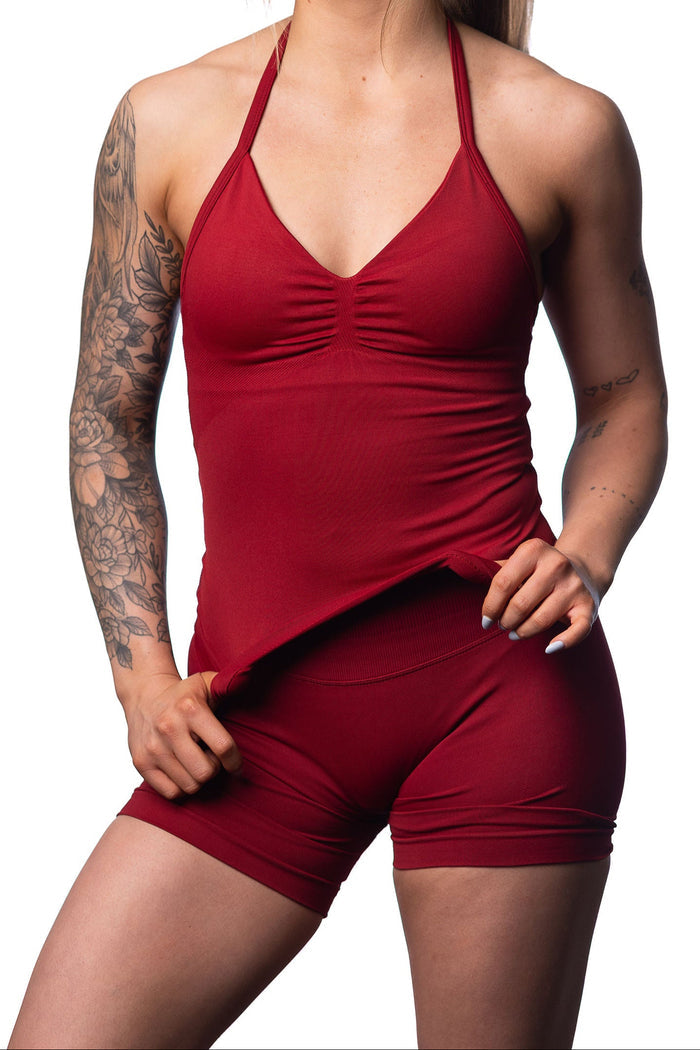 VALENTINE RED HALTER TOP