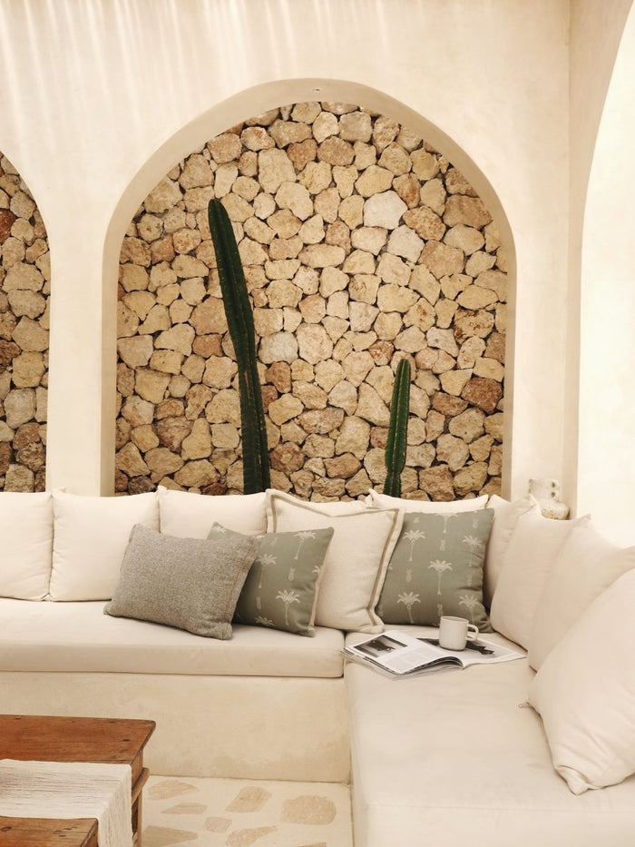 Cushions Velvet Boucle Cushion Cover - White Square - With linen trim