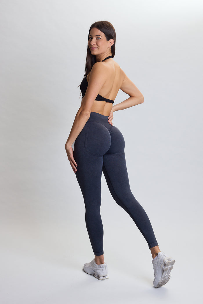 VENICE SEAMLESS SCRUNCH LEGGINGS DENIM BLACK