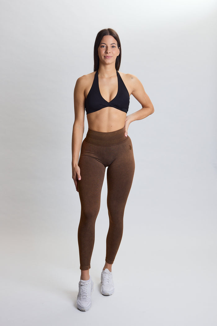 VENICE SEAMLESS SCRUNCH LEGGINGS DENIM BROWN