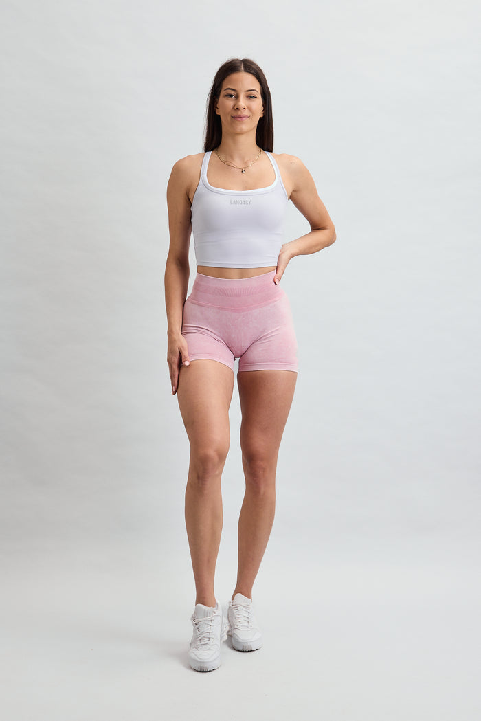 VENICE SEAMLESS SCRUNCH SHORTS DENIM PINK