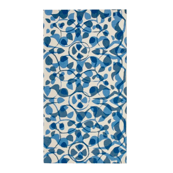 Back cover of the notebook with a blue and white pattern on a white background