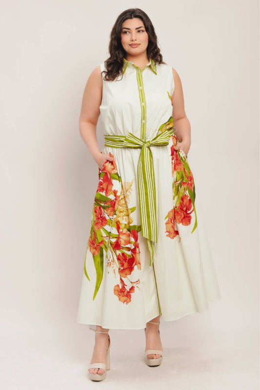 Victoria Printed Midi Dress Plus