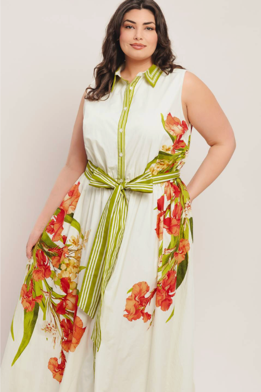Victoria Printed Midi Dress Plus