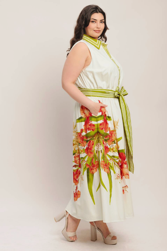 Victoria Printed Midi Dress Plus
