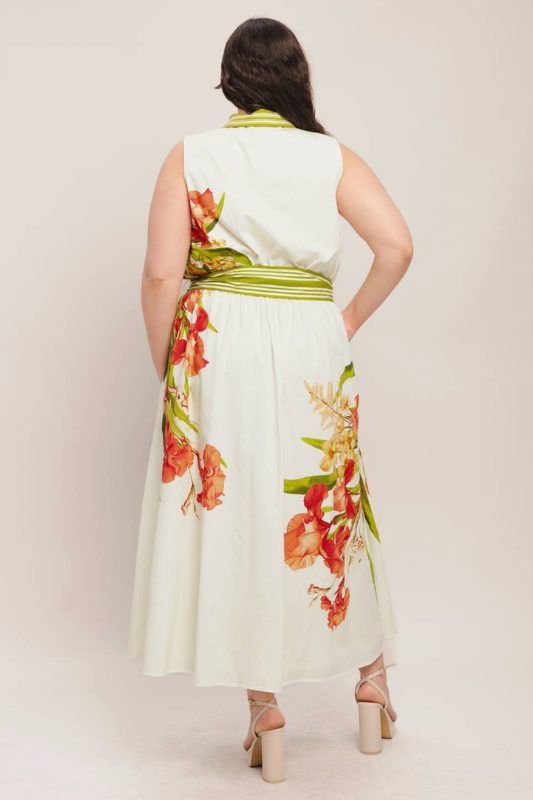 Victoria Printed Midi Dress Plus